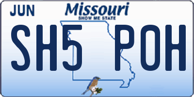 MO license plate SH5P0H