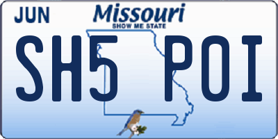 MO license plate SH5P0I