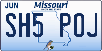 MO license plate SH5P0J