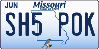 MO license plate SH5P0K