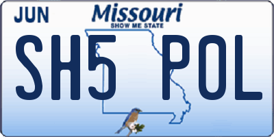 MO license plate SH5P0L