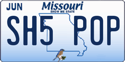 MO license plate SH5P0P