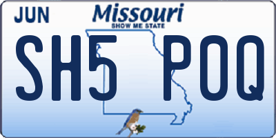 MO license plate SH5P0Q