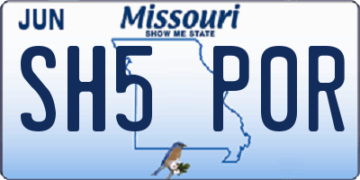 MO license plate SH5P0R
