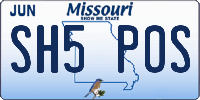 MO license plate SH5P0S