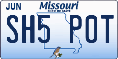 MO license plate SH5P0T