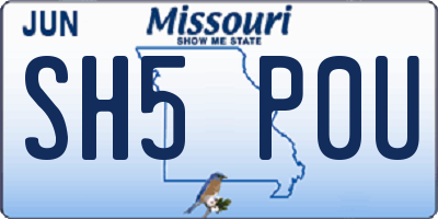 MO license plate SH5P0U