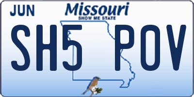 MO license plate SH5P0V
