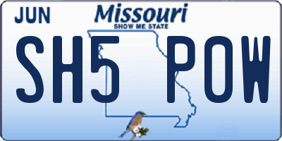 MO license plate SH5P0W