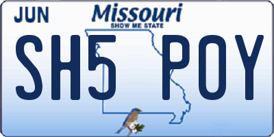 MO license plate SH5P0Y
