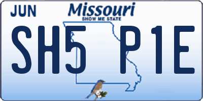 MO license plate SH5P1E