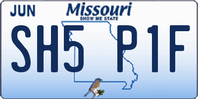 MO license plate SH5P1F