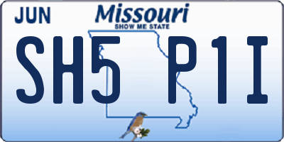MO license plate SH5P1I