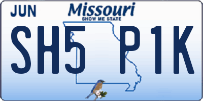 MO license plate SH5P1K