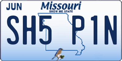 MO license plate SH5P1N
