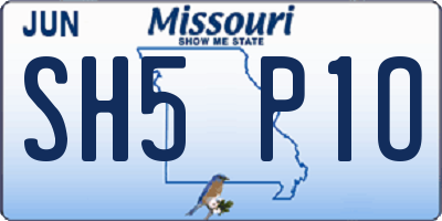 MO license plate SH5P1O