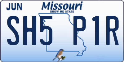MO license plate SH5P1R