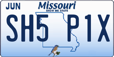 MO license plate SH5P1X