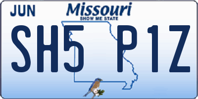 MO license plate SH5P1Z