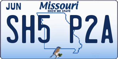 MO license plate SH5P2A