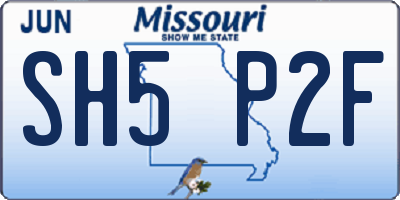 MO license plate SH5P2F