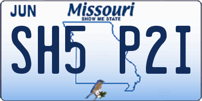 MO license plate SH5P2I