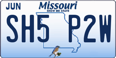 MO license plate SH5P2W