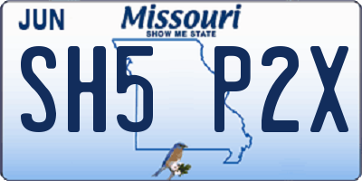 MO license plate SH5P2X