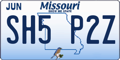 MO license plate SH5P2Z