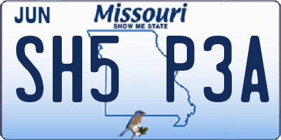 MO license plate SH5P3A