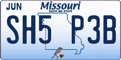 MO license plate SH5P3B