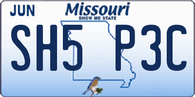 MO license plate SH5P3C