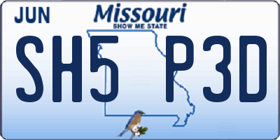 MO license plate SH5P3D