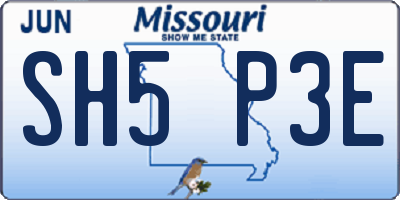 MO license plate SH5P3E