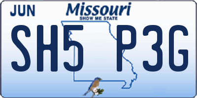 MO license plate SH5P3G