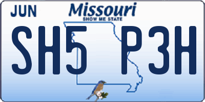 MO license plate SH5P3H