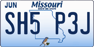 MO license plate SH5P3J