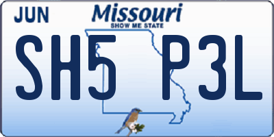 MO license plate SH5P3L