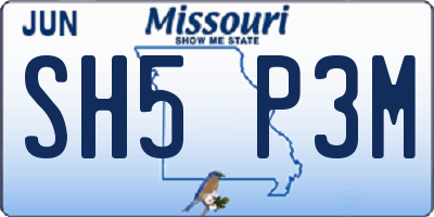 MO license plate SH5P3M