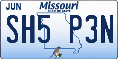 MO license plate SH5P3N