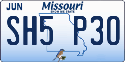 MO license plate SH5P3O