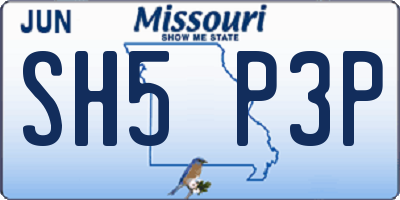MO license plate SH5P3P