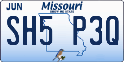 MO license plate SH5P3Q