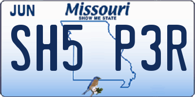 MO license plate SH5P3R
