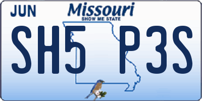 MO license plate SH5P3S