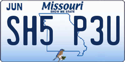 MO license plate SH5P3U