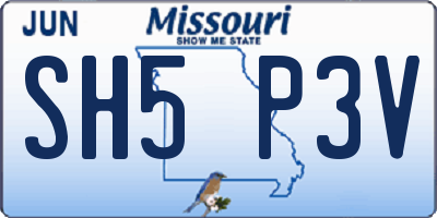 MO license plate SH5P3V