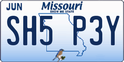 MO license plate SH5P3Y