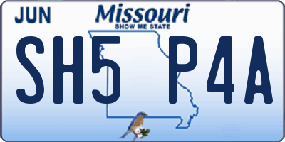 MO license plate SH5P4A