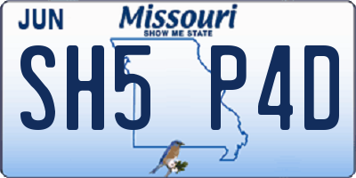 MO license plate SH5P4D